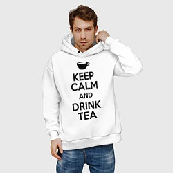 Толстовка оверсайз мужская Keep Calm & Drink Tea, цвет: белый — фото 2