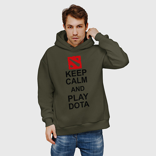 Мужское худи оверсайз Keep Calm & Play Dota / Хаки – фото 3