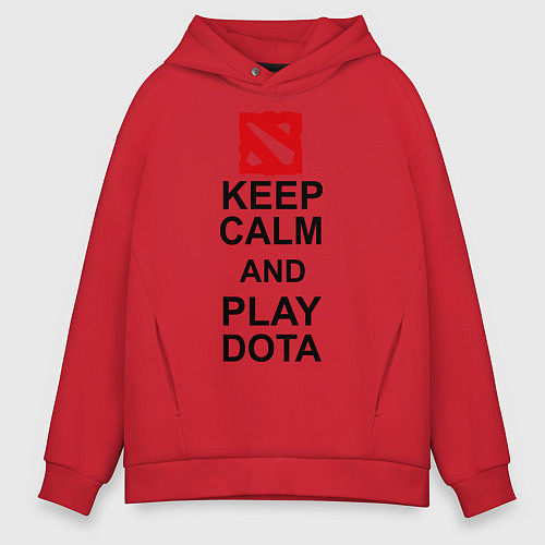 Мужское худи оверсайз Keep Calm & Play Dota / Красный – фото 1