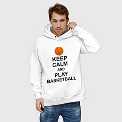 Толстовка оверсайз мужская Keep Calm & Play Basketball, цвет: белый — фото 2