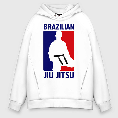 Мужское худи оверсайз Brazilian Jiu jitsu / Белый – фото 1