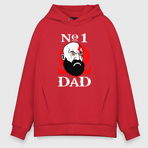 Мужское худи оверсайз Dad Kratos / Красный – фото 1