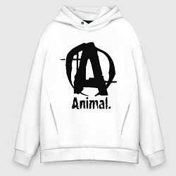 Толстовка оверсайз мужская Animal Logo, цвет: белый