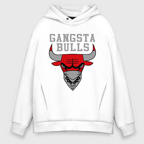 Мужское худи оверсайз Gangsta Bulls / Белый – фото 1