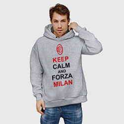 Толстовка оверсайз мужская Keep Calm & Forza Milan, цвет: меланж — фото 2