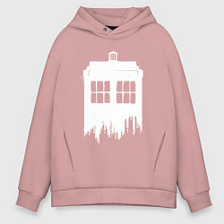 Толстовка оверсайз мужская Тардис white - Доктор Кто, цвет: пыльно-розовый