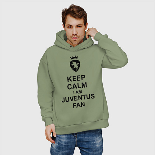 Мужское худи оверсайз Keep Calm & Juventus fan / Авокадо – фото 3