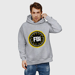 Толстовка оверсайз мужская FBI Departament, цвет: меланж — фото 2