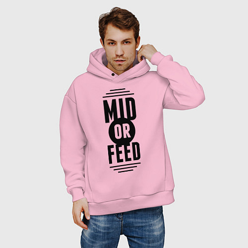 Мужское худи оверсайз Mid or feed / Светло-розовый – фото 3