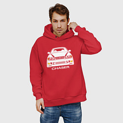 Толстовка оверсайз мужская Toyota Chaser JZX100, цвет: красный — фото 2