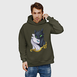 Толстовка оверсайз мужская Дневная и ночная фурия, цвет: хаки — фото 2