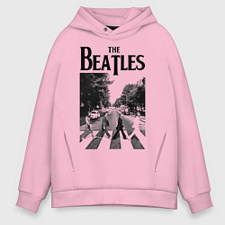 Толстовка оверсайз мужская The Beatles: Mono Abbey Road, цвет: светло-розовый
