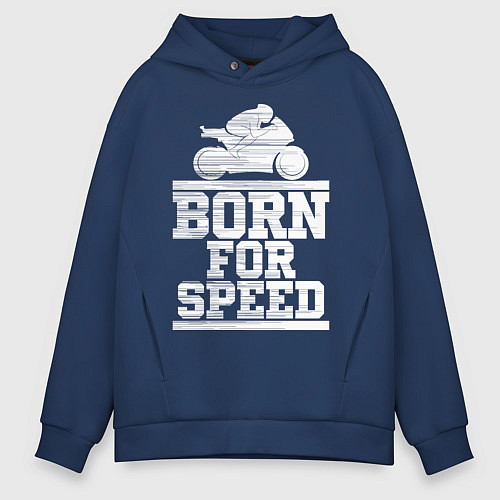 Мужское худи оверсайз Born for Speed / Тёмно-синий – фото 1