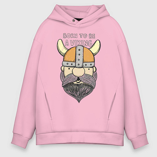 Мужское худи оверсайз Born to be a Viking / Светло-розовый – фото 1