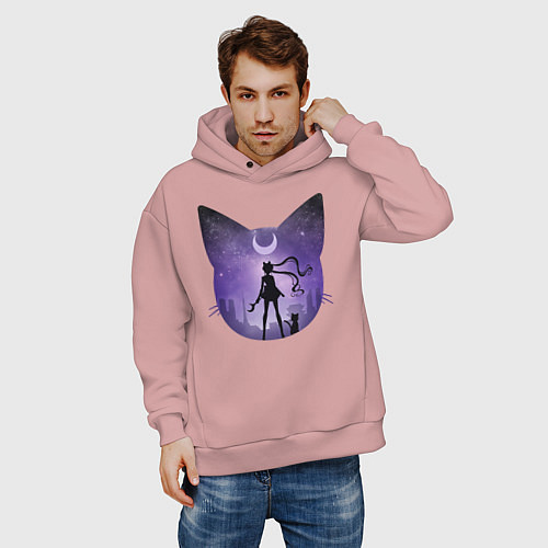 Мужское худи оверсайз Pretty Soldier Sailor Moon / Пыльно-розовый – фото 3