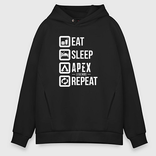 Мужское худи оверсайз Eat, Sleep, Apex, Repeat / Черный – фото 1