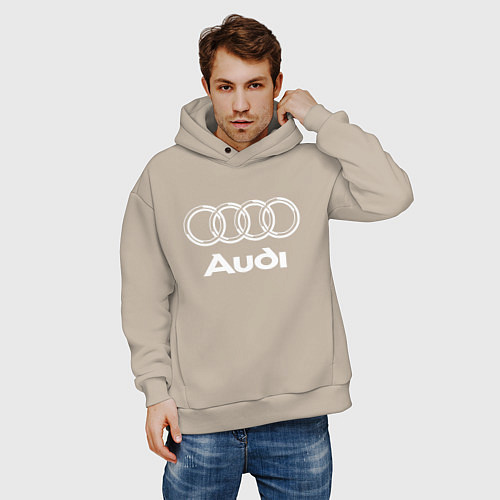 Мужское худи оверсайз AUDI / Миндальный – фото 3