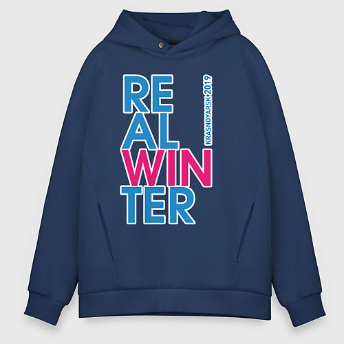 Мужское худи оверсайз Real Winer 2019 / Тёмно-синий – фото 1