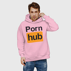 Толстовка оверсайз мужская PornHub, цвет: светло-розовый — фото 2