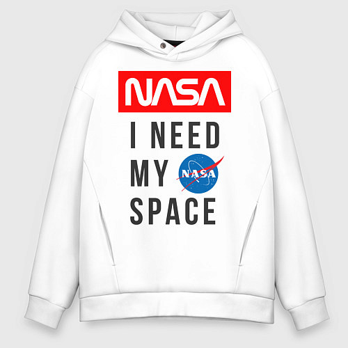 Мужское худи оверсайз Nasa i need my space / Белый – фото 1