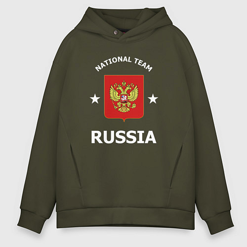 Мужское худи оверсайз NATIONAL TEAM RUSSIA / Хаки – фото 1