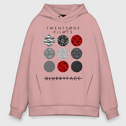 Толстовка оверсайз мужская TOP: Blurryface, цвет: пыльно-розовый