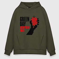 Толстовка оверсайз мужская Green Day: American idiot, цвет: хаки