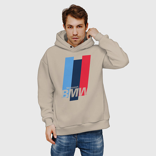 Мужское худи оверсайз BMW motosport / Миндальный – фото 3