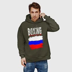 Толстовка оверсайз мужская Бокс Россия, цвет: хаки — фото 2