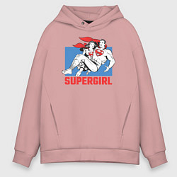 Толстовка оверсайз мужская Superman & Supergirl, цвет: пыльно-розовый