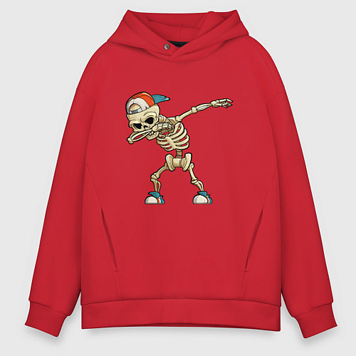 Мужское худи оверсайз Dab Skeleton / Красный – фото 1