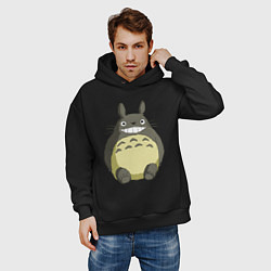 Толстовка оверсайз мужская Тоторо, цвет: черный — фото 2