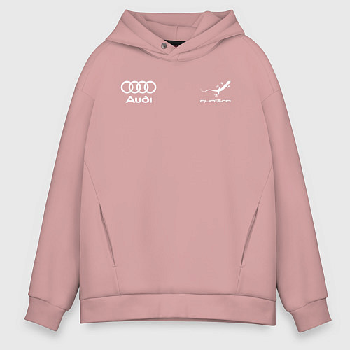 Мужское худи оверсайз Audi Quattro / Пыльно-розовый – фото 1