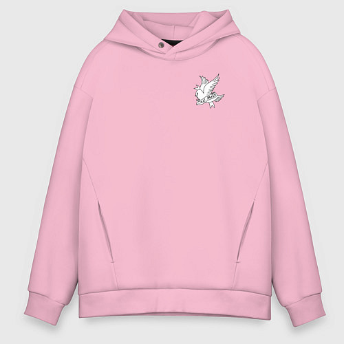 Мужское худи оверсайз LIL PEEP НА СПИНЕ / Светло-розовый – фото 1