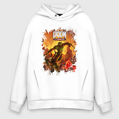 Мужское худи оверсайз DOOM / Белый – фото 1