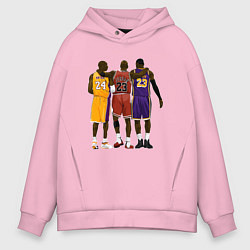 Толстовка оверсайз мужская Kobe, Michael, LeBron, цвет: светло-розовый