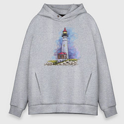 Толстовка оверсайз мужская Crisp Point Lighthouse, цвет: меланж