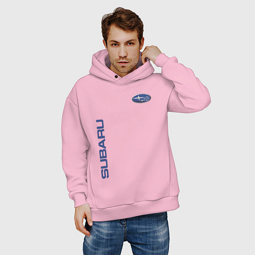 Мужское худи оверсайз SUBARU / Светло-розовый – фото 3