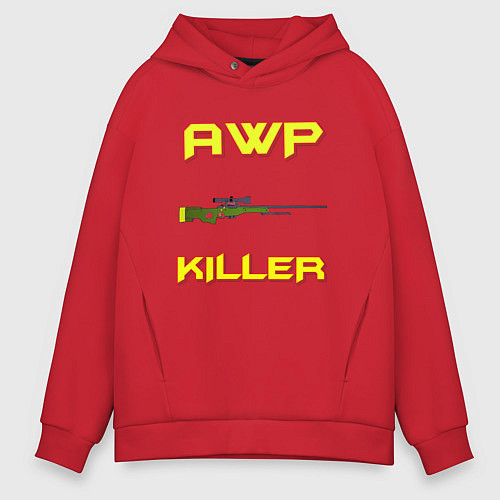 Мужское худи оверсайз AWP killer 2 / Красный – фото 1