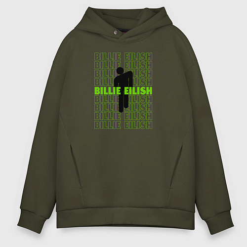 Мужское худи оверсайз BILLIE EILISH logo / Хаки – фото 1