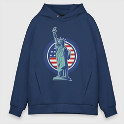 Толстовка оверсайз мужская Usa Liberty Statue, цвет: тёмно-синий