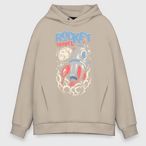 Мужское худи оверсайз Rocket Travel / Миндальный – фото 1