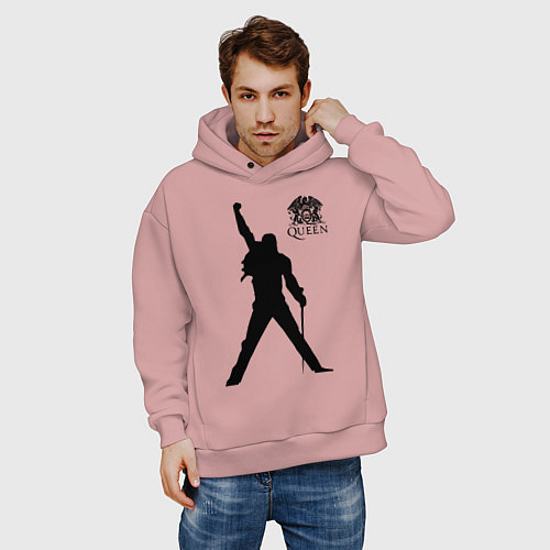 Мужское худи оверсайз Queen двусторонняя / Пыльно-розовый – фото 3