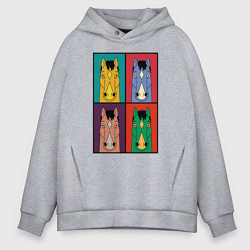 Мужское худи оверсайз BoJack Horseman / Меланж – фото 1