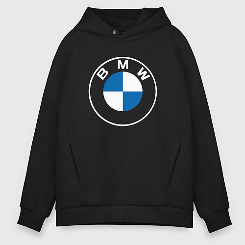 Мужское худи оверсайз BMW LOGO 2020 / Черный – фото 1