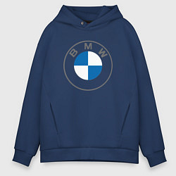 Толстовка оверсайз мужская BMW LOGO 2020, цвет: тёмно-синий