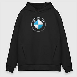 Толстовка оверсайз мужская BMW LOGO 2020, цвет: черный