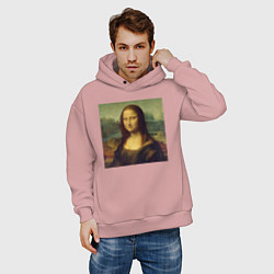 Толстовка оверсайз мужская Mona Lisa pixels, цвет: пыльно-розовый — фото 2
