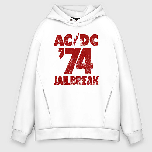 Мужское худи оверсайз ACDC 74 jailbreak / Белый – фото 1