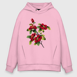 Толстовка оверсайз мужская Цветы, цвет: светло-розовый